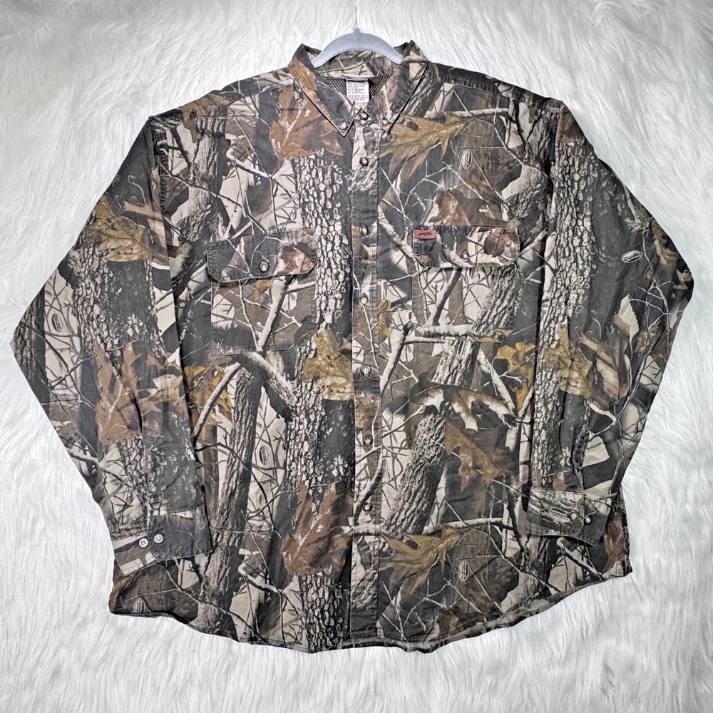 VTG Woolrich Men's 3XL Long Realtree Hardwoods Camo Long Sleeve Vented Hunting